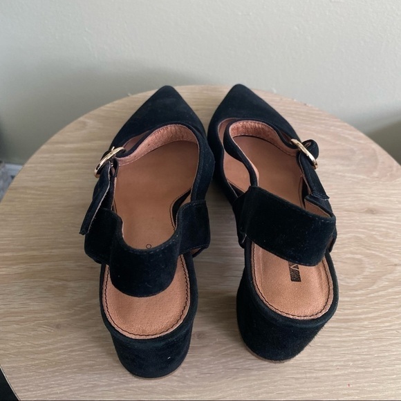 Chick Matiko black Leather Suede Pointed Toe Block Heel - Picture 5 of 6